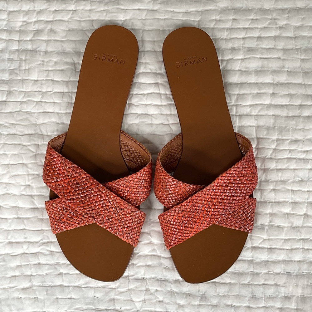 Alexandre Birman orange woven slides, like new!